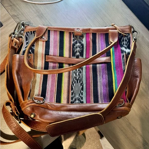 Nena & Co. Multicolor Striped Tote with Leather Trim